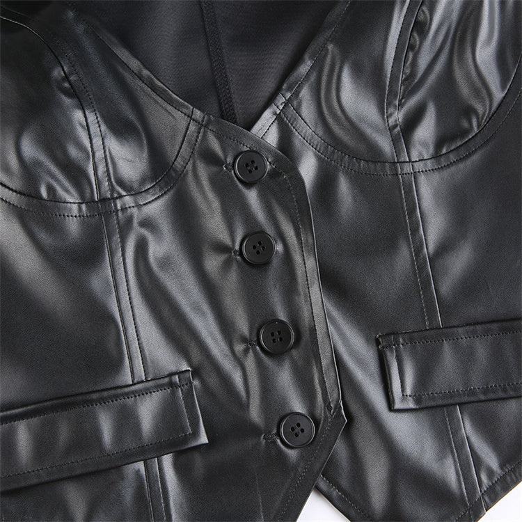 Black Cavalry Cropped Vest - BODY SIGNATURE